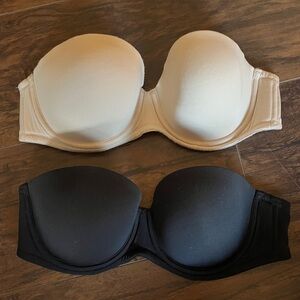 2 Wacoal Bra 38B Strapless. Nude and Black